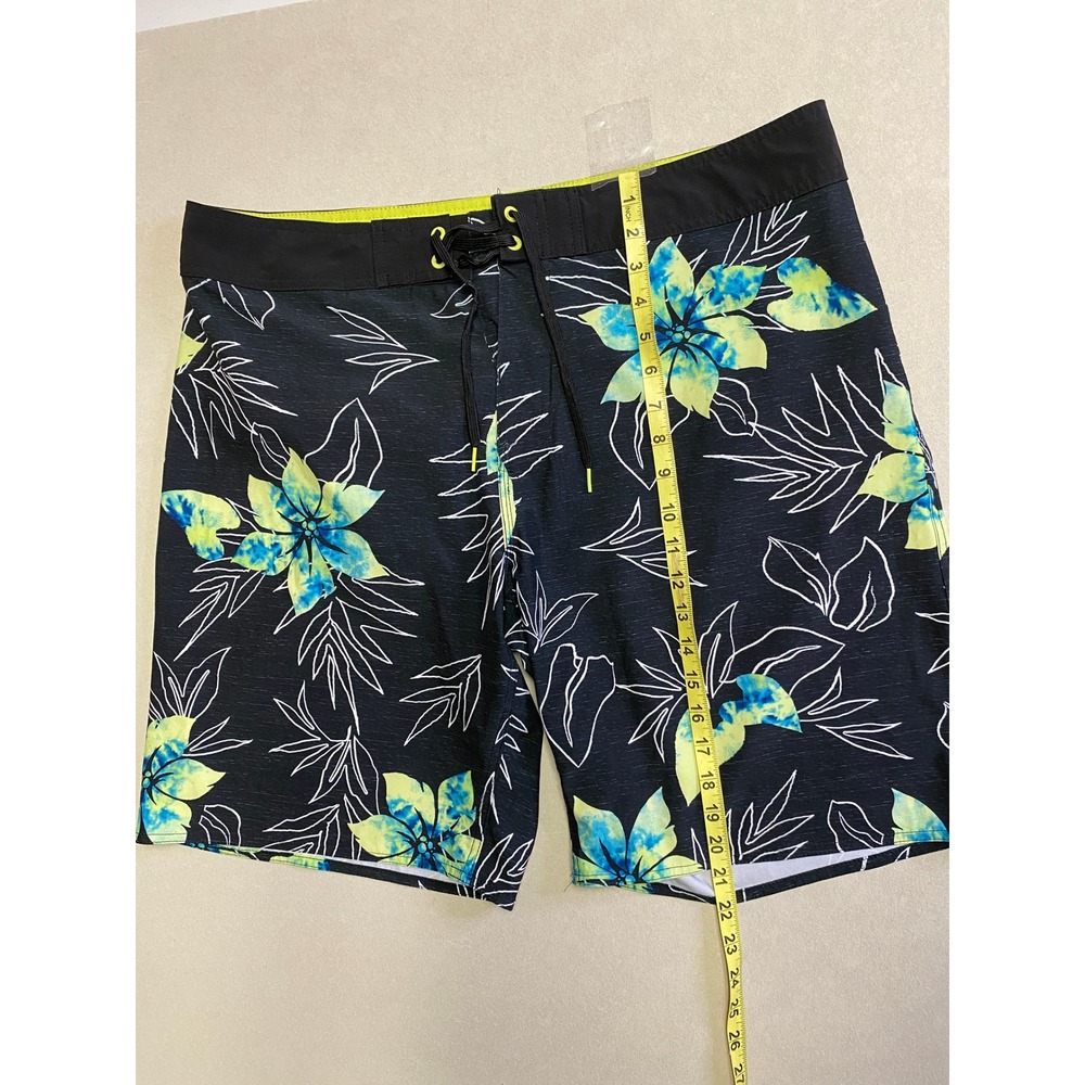 Burnside Mens Floral Board Shorts Black Blue Yellow Size 38 Wax Comb Tool